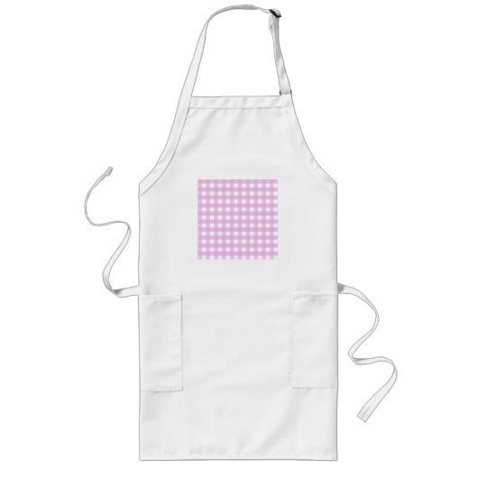 Bleekroze gingham lang schort (Voorkant)