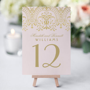 Bleekroze gouden vintage glamour monogram kaart