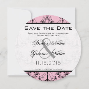 Bleekroze Kroonluchter Trouw Save the Date Kaart