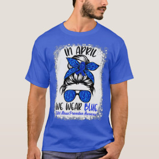 Bleekte Messine Bun Ribbon Child Abuse Prevention  T-shirt