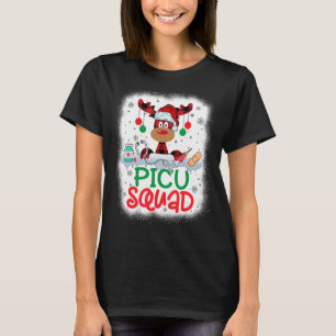 Bleekte rendieren met de kerstman op het PICU-plei T-shirt