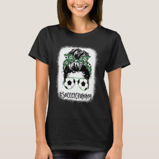 Bleekte Soccer Grammy Life Messy Hair Bun Moeder T-shirt
