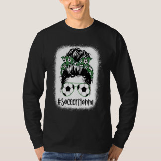 Bleekte Soccer Nonna Life Messy Hair Bun Moeder T-shirt