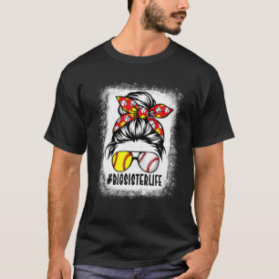 Bleekte Softball Bigzuster Dag Bonus Mam Mot T-shirt