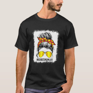 Bleekte Softball Bonus Mam Dag Bonus Mam Mot T-shirt