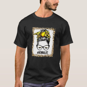 Bleekte Softball Nonna Messy Bun Game Day Moeders T-shirt