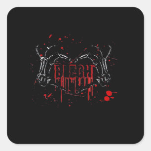 Blegh Breakdown, Skeleton Heart Hands, Emo Band, S Vierkante Sticker