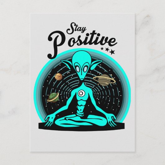 Bleib Positiv Alien Briefkaart (Voorkant)