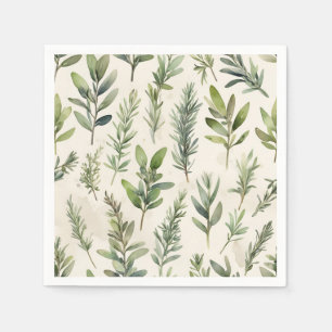 Bleke beige met zacht groen kruid servet