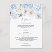 Bleke Blauw-Wit Bloemen Trouwmenu Menu (Voorkant)