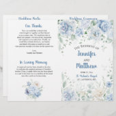 Bleke Blauw-Wit Bloemen Trouwprogramma (Voorkant / Achterkant)