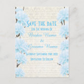 bleke blauwe bloem met uitzondering van de datum aankondigingskaart (Voorkant)