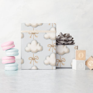 Bleke Blauwe Cloud Nine Baby Shower Cadeaupapier