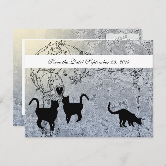 Bleke Blauwe Kat Bewaar de Datum Aankondigingskaart (Voorkant / Achterkant)