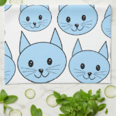 Bleke blauwe katten. Patroon. Theedoek (Gevouwen)