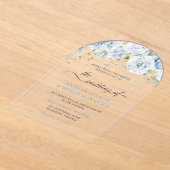 Bleke Blauwe Rozen Acryl Huwelijksuitnodiging Acryl Uitnodigingen (Laagn)