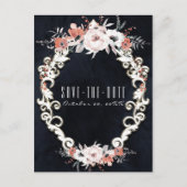 Bleke Bloemige Donkere Krijt Elegante Bewaar de Da Aankondigingskaart (Voorkant)