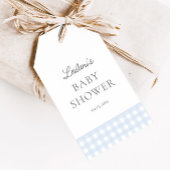 Bleke Blue Gingham Classic Boys Baby shower Favori Cadeaulabel