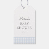 Bleke Blue Gingham Classic Boys Baby shower Favori Cadeaulabel (Voorkant)