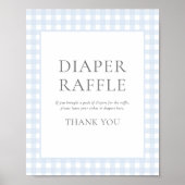 Bleke Blue Gingham Classic Luier Raffle Sign Poster (Voorkant)