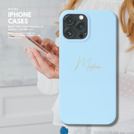 Bleke Blue Persoonlijke iPhone Case Script Name