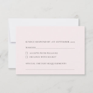 Bleke Blush Licht Roze Plain Solid Achtergrond RSVP Kaartje