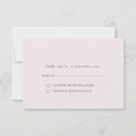 Bleke Blush Romantische Minimal Solid Plain Achter RSVP Kaartje