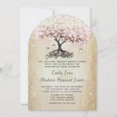 Bleke Dogwood Heart Leaf Tree Gold Wedding Invites Kaart (Voorkant)