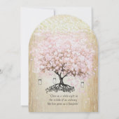 Bleke Dogwood Heart Leaf Tree Gold Wedding Invites Kaart (Achterkant)