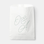 Bleke Eucalyptus Overmaats Script Monogram Weddens Bedankzakje (Voorkant)