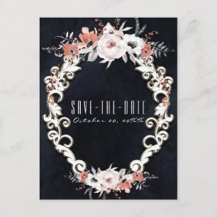 Bleke Floral Dark Chalk Elegant Save the Date Aankondigingskaart