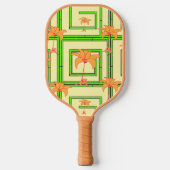 Bleke Geel Groene Geo Bloemen Pickleball Paddle (Voorkant)