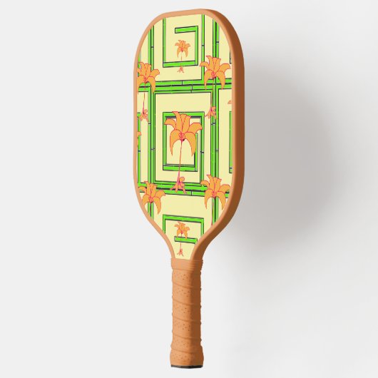 Bleke Geel Groene Geo Bloemen Pickleball Paddle (Links)