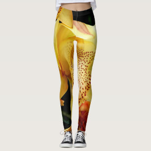 Bleke gele Cymbidium Orchid Leggings