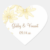 Bleke Gele Daisies Wedding Hart Sticker (Voorkant)