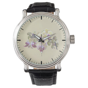 Bleke gele en magenta phalaenopsis orchideeën horloge