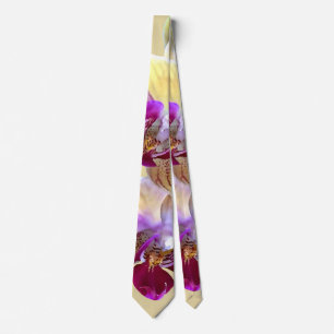 Bleke gele en magenta phalaenopsis orchideeën stropdas