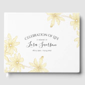 Bleke gele madeliefjes viering van het levensmonum gastenboek (Voorkant)