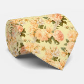 Bleke gele perzikbloemen stropdas (Opgerold)