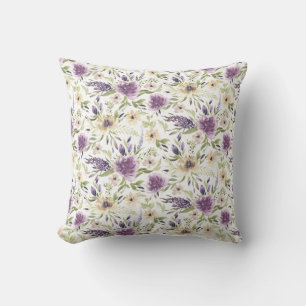 Bleke gele Waterverf bloemen Kussen