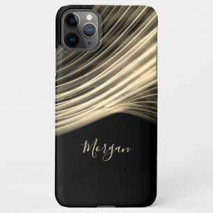 Bleke Gold Curved Light Rays, Gold Script Name iPhone 11Pro Max Hoesje