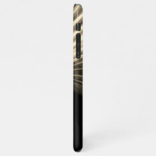 Bleke Gold Curved Light Rays, Gold Script Name iPhone Hoesje (Linkerkant)