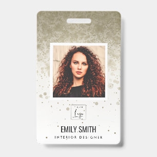 BLEKE GOUD GLITTER WERKNEMER FOTO BARCODE NAAM BADGE