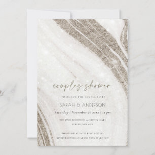 Bleke goudmarmer Agate Couples Shower Invite Bedankkaart