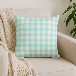 Bleke Green Gingham Plaid Sierkussen