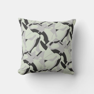 Bleke Groen Grijs Zwart Diagonaal Abstract Print Kussen