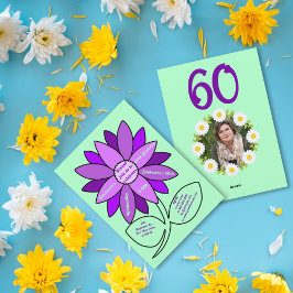 Bleke groene 60e Verjaardag Eenvoudige Paarse Zonn Kaart