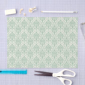 Bleke groene Damask Pattern Tissuepapier (Craft)