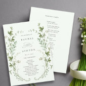 Bleke groene Elegant Wildflower Wedding-ceremonie Programma
