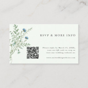 Bleke groene elegante wilde bloemen die RSVP binde Informatiekaartje